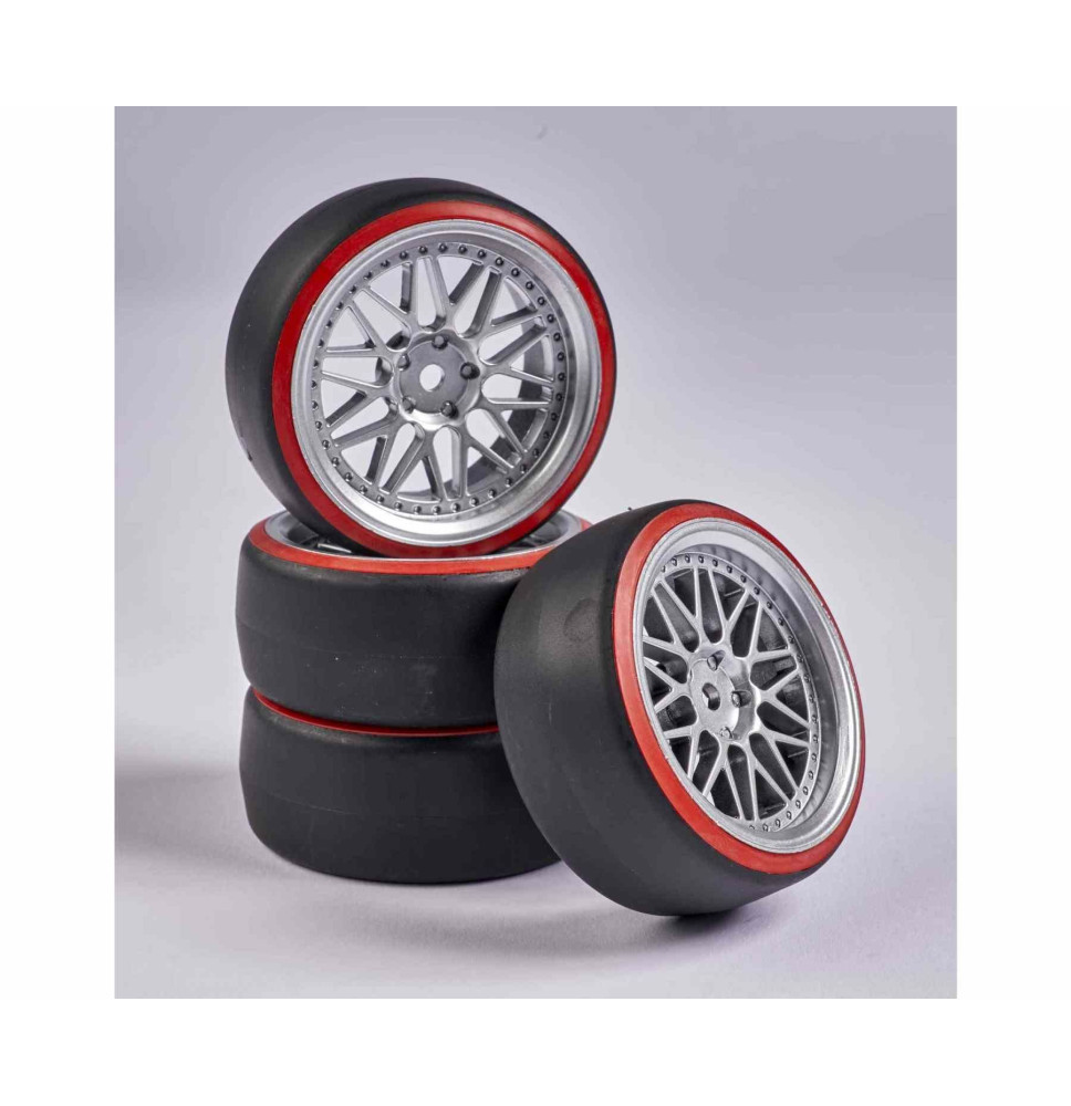 1:10 Set koles Drift (4) srebrna/rdeča-Carson-0156
