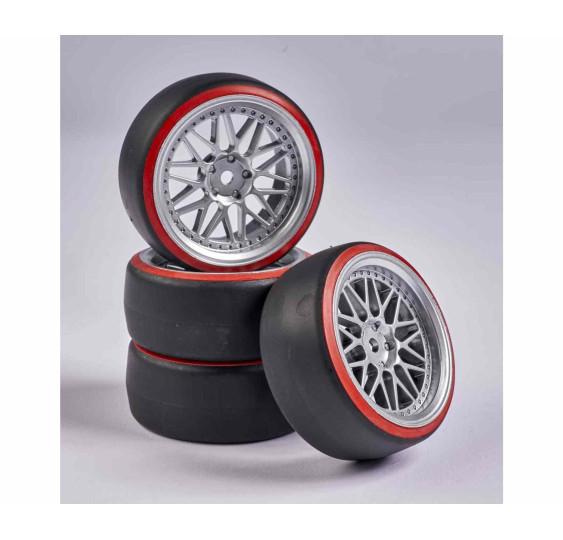 1:10 Set koles Drift (4) srebrna/rdeča-Carson-0156