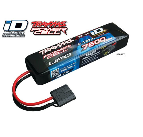 Traxxas LiPo Power Cell 7600 mAh 7,4 V 2 s 25 C (iD-stekker) (L155 × B45 × H25 mm, model TRX2869X)
