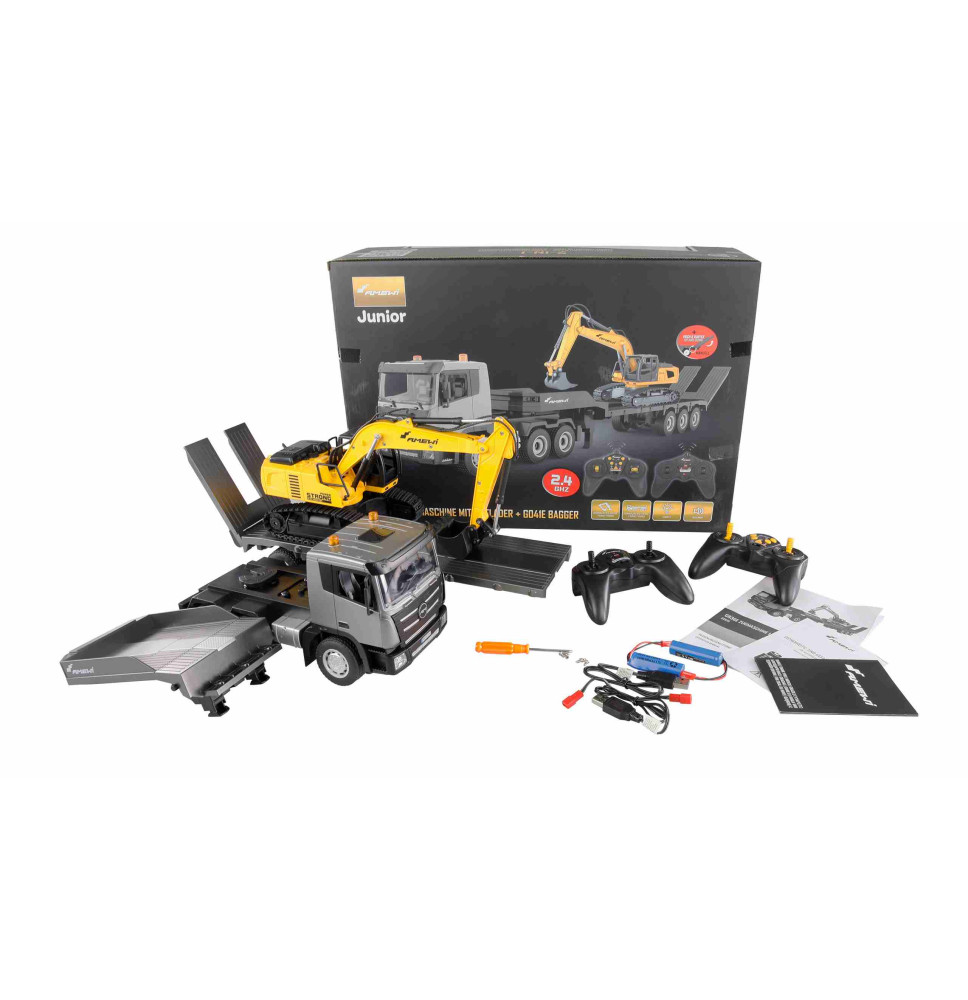 Nizki priklopnik/bager 2 v 1 set G836E/G041E 1:24 RTR/AMW-22673