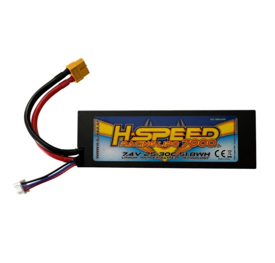 LiPo 7000 mAh 7,4 V 30C trkaća baterija visokih performansi H-SPEED s XT60 konektorom u XH (139,5 x 47,5 x 25,1 mm)/H.SPEED-010