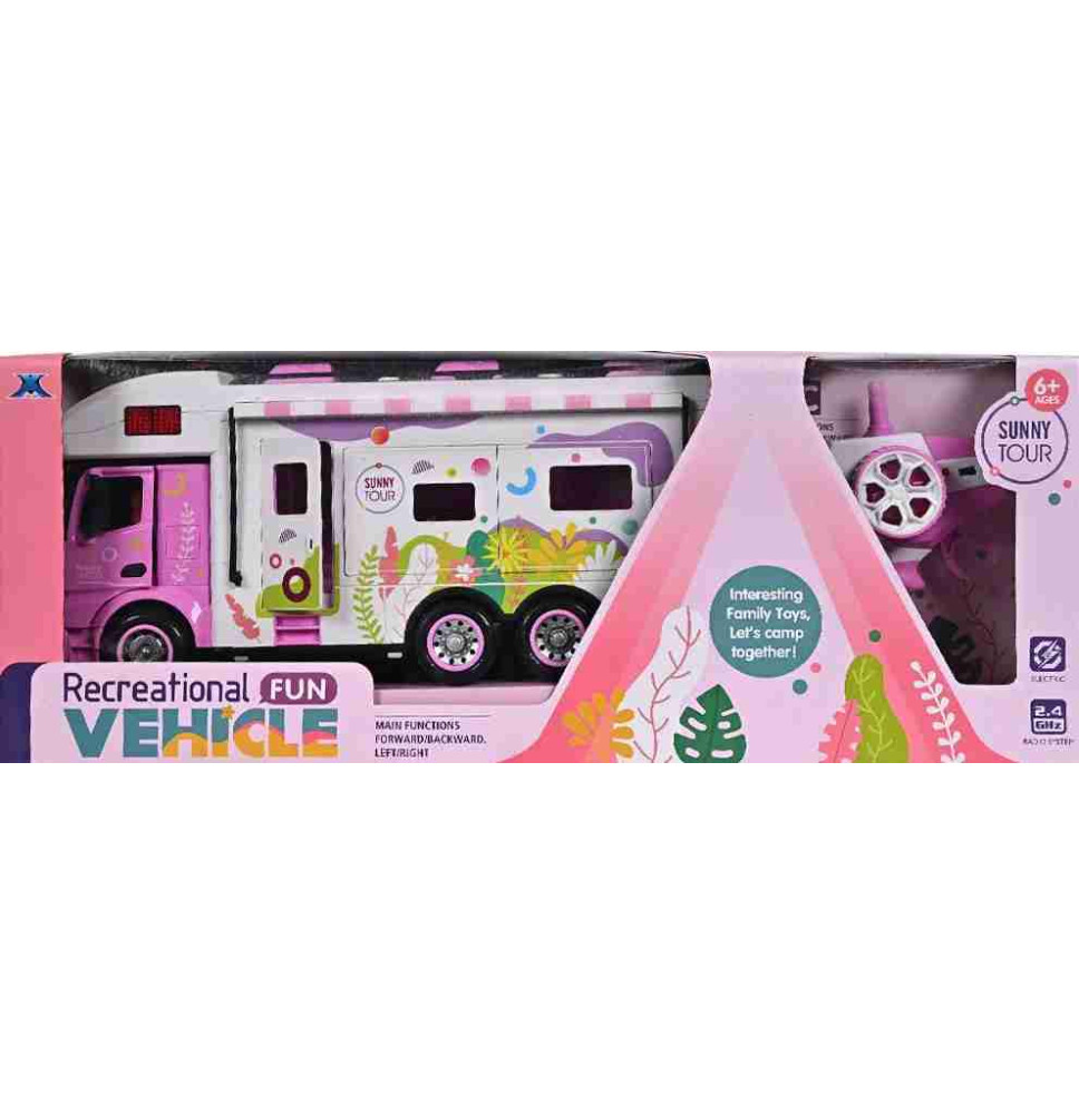 Daljinsko voden avtodom 2,4 GHz/ zvoki luči/dodatki/roza/IKO-3049