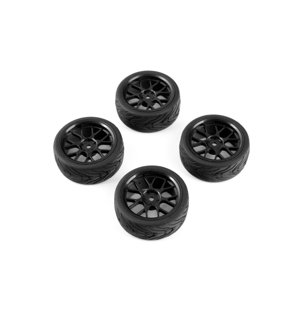 Spec T CS-crni naplatak s gumama 4 komada za 1/10 Touring/KAV-0109