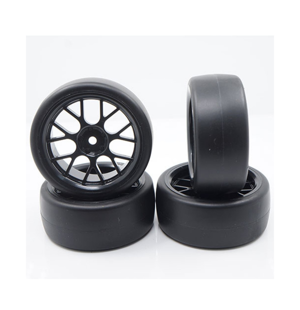 Platišče Spec D CS -črne barve s 4-delnimi pnevmatikami za drift 1/10/KAV-0109