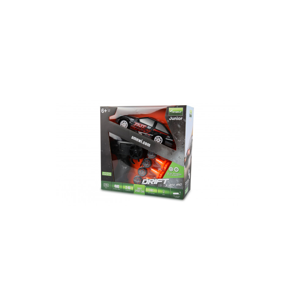 Drift športni avto 4x4 1:24 RTR črne barve/AMW-21108
