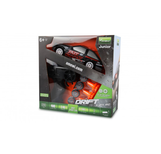 Drift športni avto 4x4 1:24 RTR črne barve/AMW-21108