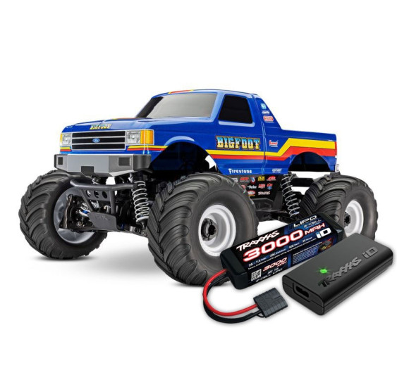 🚙 TRAXXAS Bigfoot 4x4 BL-2S moder 1/10/brezkrtačni (Brushless) pogon, ojačani (HD) deli, z akumulatorjem in polnilcem/67134