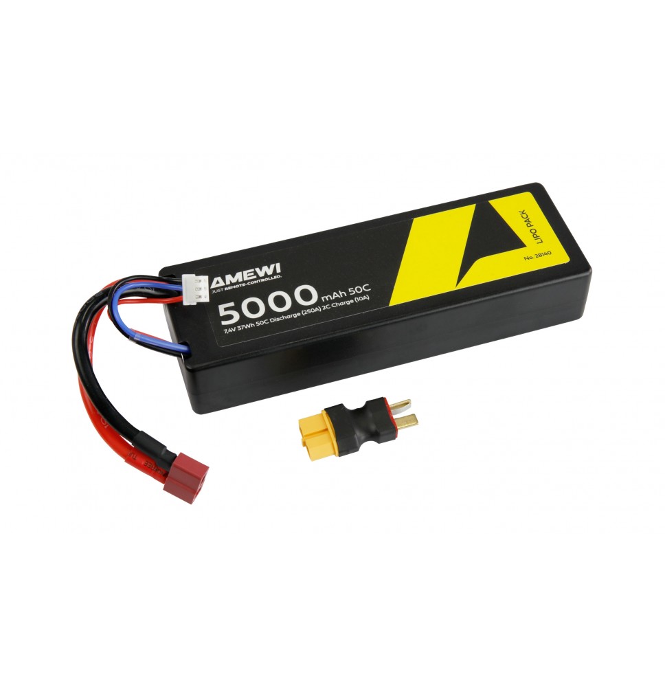 LiPo baterija 2S 7,4V 5000mAh 50C – T-Plug (Hardcase)/AMW-28140