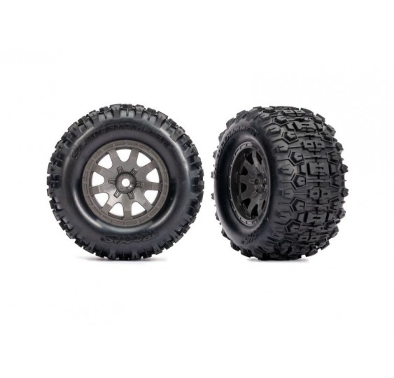 TRAXXAS/Sledgehammer gume na sivih felgah (2)/SPREDAJ/Mini Maxx/10771-GRAY