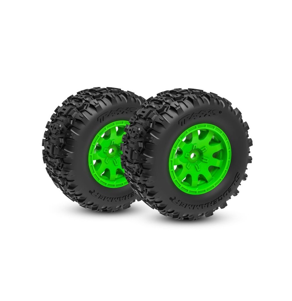 TRAXXAS/Sledgehammer pnevmatike na zelenih platiščih (2)/ZADAJ/Mini Maxx/10770-GRN