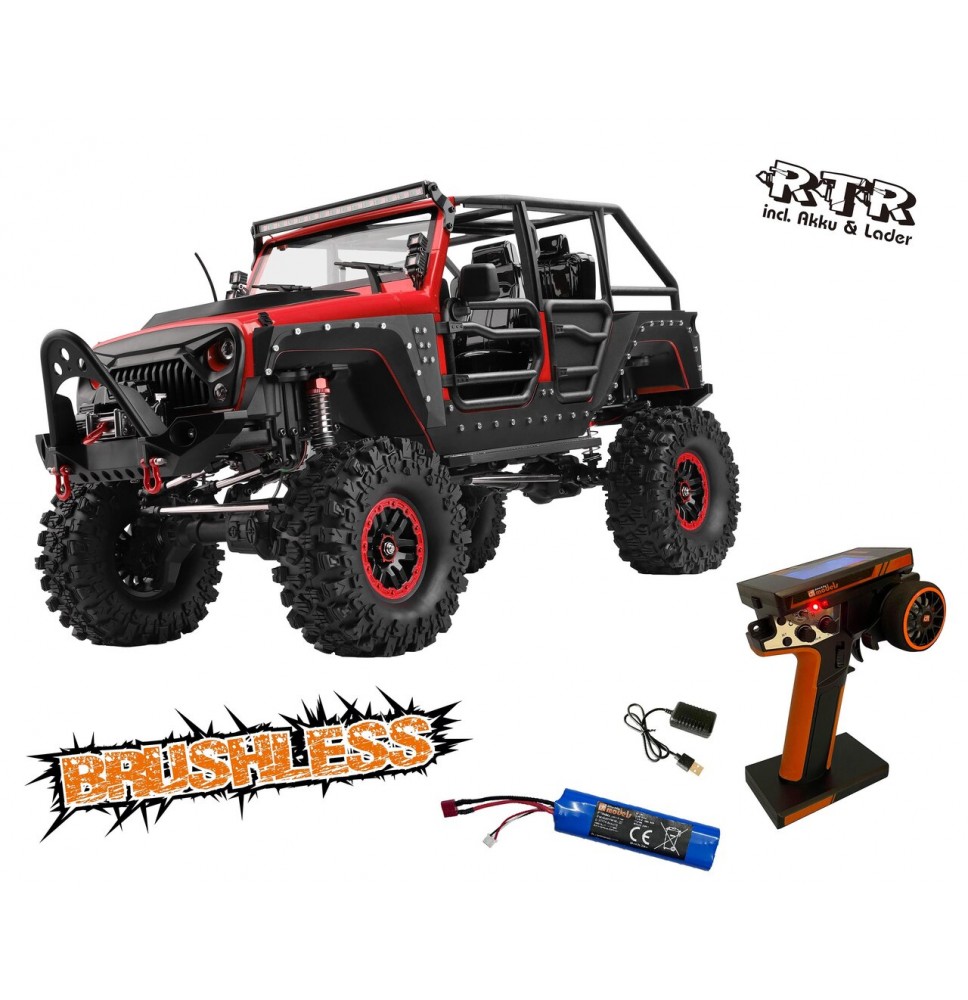 DF-04S PRO-Brezkrtačni motor/1:10/RTR/Crawler z baterijo in polnilcem-Rdeč/DF-3225