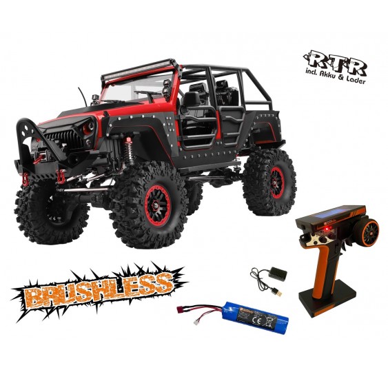 DF-04S PRO-Brezkrtačni motor/1:10/RTR/Crawler z baterijo in polnilcem-Rdeč/DF-3225