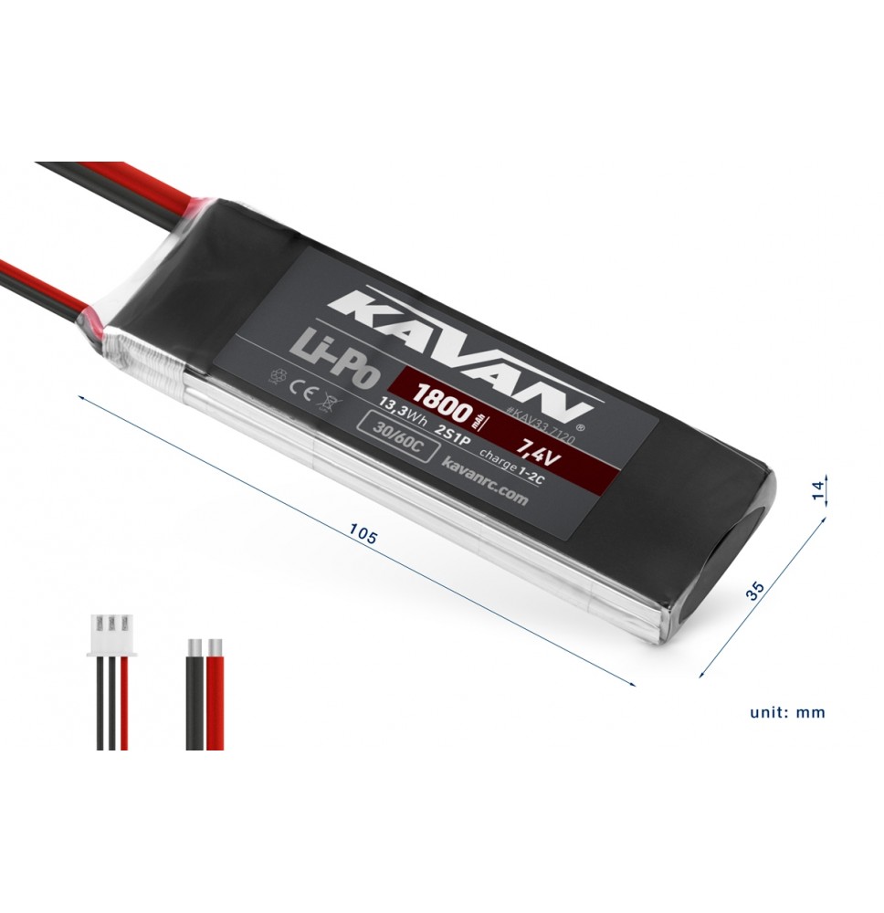 KAVAN LiPo baterija 2S 7,4 V 1800 mAh 30/60C/7120