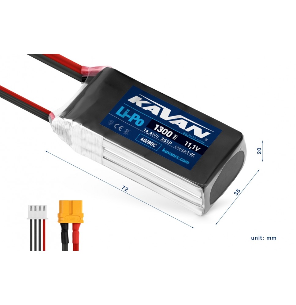 KAVAN LiPo 11,1 V 1300 mAh 40/80C – visokozmogljiva baterija/6005