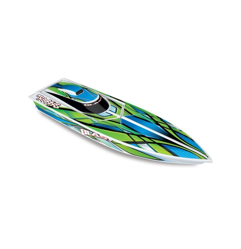 Traxxas BLAST belo/zelen 23-palčni RC tekmovalni čoln – Brushed, z baterijo in USB-C polnilnikom/38104-8