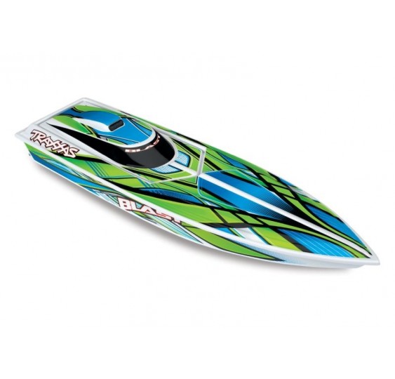 Traxxas BLAST belo/zelen 23-palčni RC tekmovalni čoln – Brushed, z baterijo in USB-C polnilnikom/38104-8