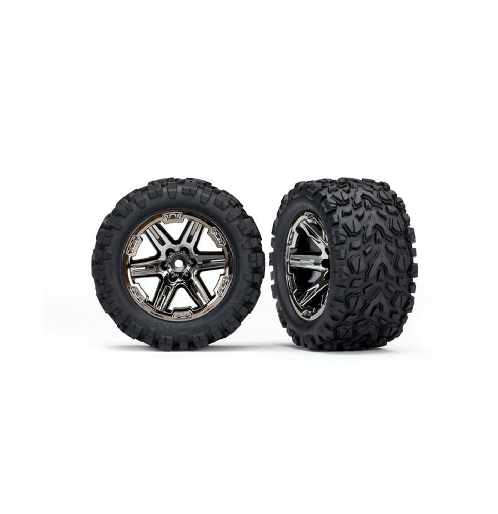 Traxxas Talon EXT gume na RXT 2.8 crno-krom felgama (2) – Rustler 2WD prednje / 4x4 prednje i stražnje (TSM Rated)