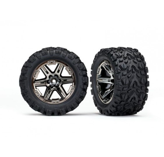 Traxxas Talon EXT gume na RXT 2.8 crno-krom felgama (2) – Rustler 2WD prednje / 4x4 prednje i stražnje (TSM Rated)