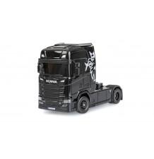 Mini Scania 730 S s priklopnikom, proporcionalni 4x4, 1:64 RTR, črne barve/AMW-22785
