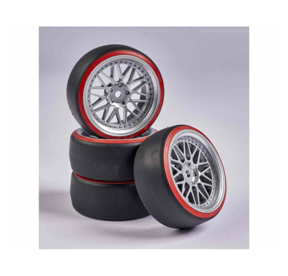 1:10 Set koles Drift (4) srebrna/rdeča-Carson-0156